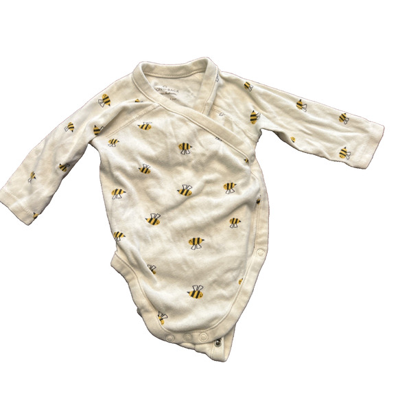 Moon and Back Hanna Andersson 3-6 Month Unisex Bee Kimono One Piece Bodysuit (12 - Picture 1 of 8
